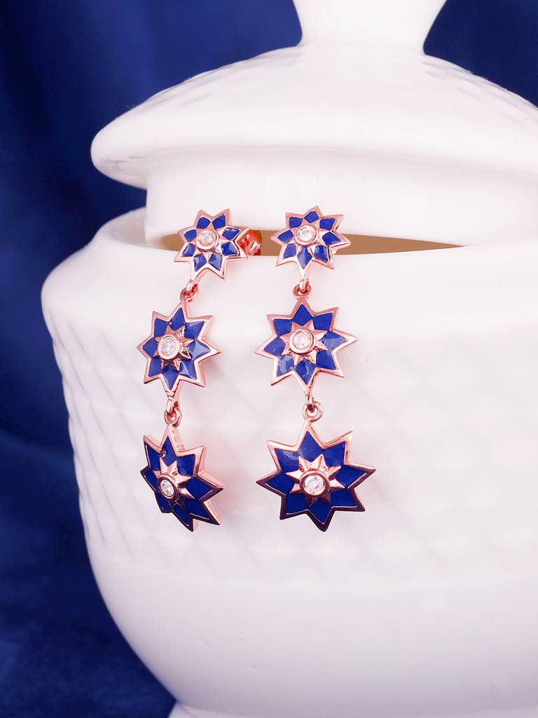 GIVA 925 Sterling Silver Rose Gold Mughal Architecture Earrings