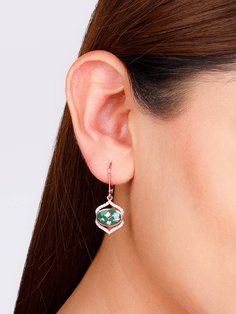GIVA 925 Sterling Silver Rose Gold Queens Powder Room Earrings