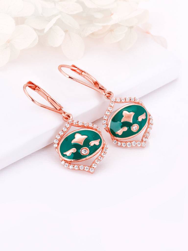 GIVA 925 Sterling Silver Rose Gold Queens Powder Room Earrings