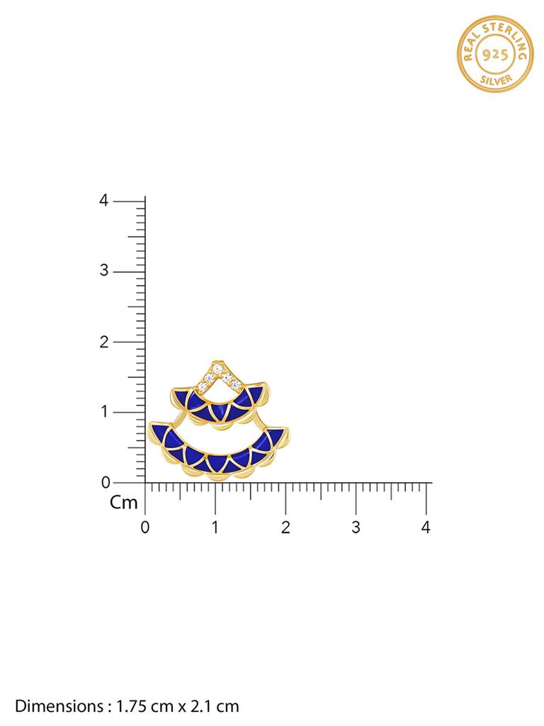 GIVA 925 Sterling Silver Golden Royal Blue Layered Earrings