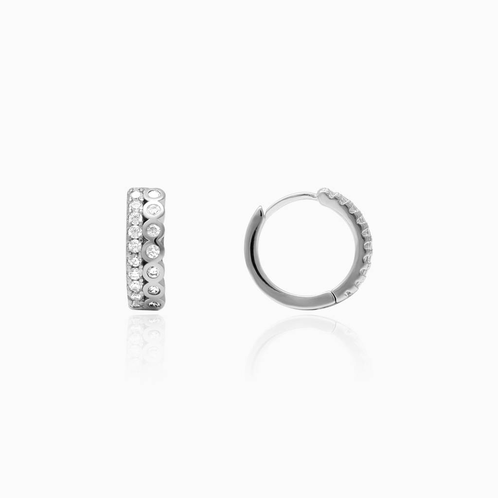 Silver Zircon Sparkling Hoop Earrings : ER0171