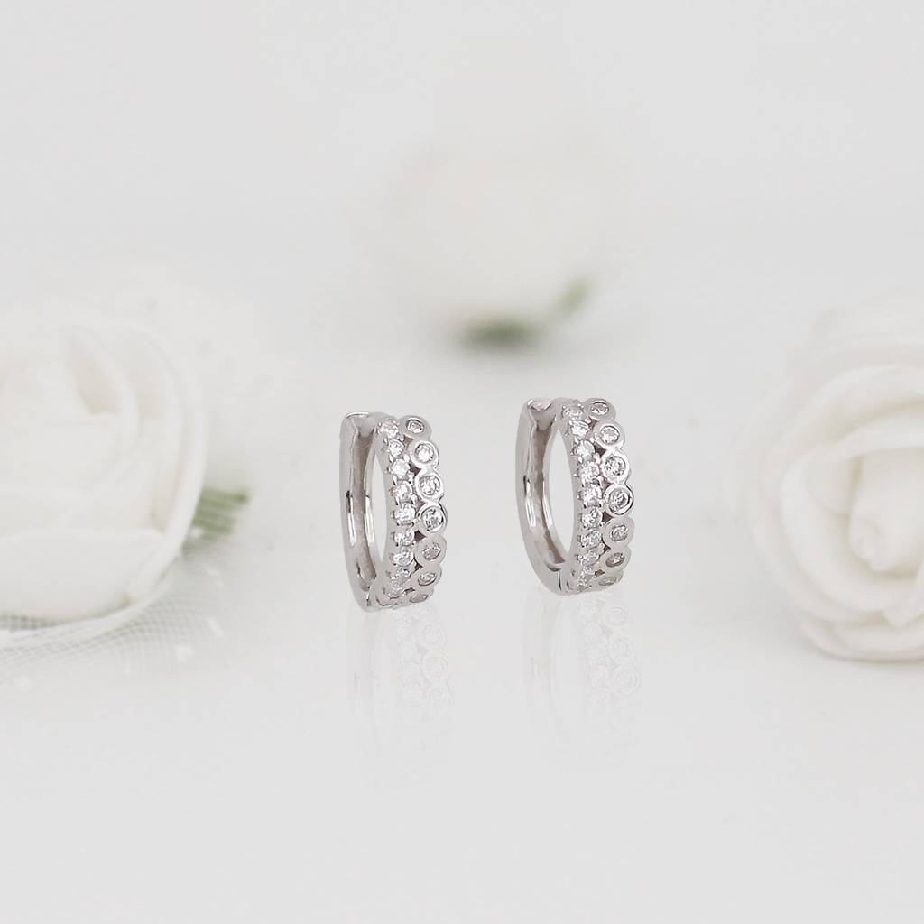 Silver Zircon Sparkling Hoop Earrings : ER0171