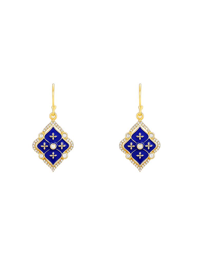 GIVA 925 Sterling Silver Golden Queens Music Room Lantern Zircon Earrings