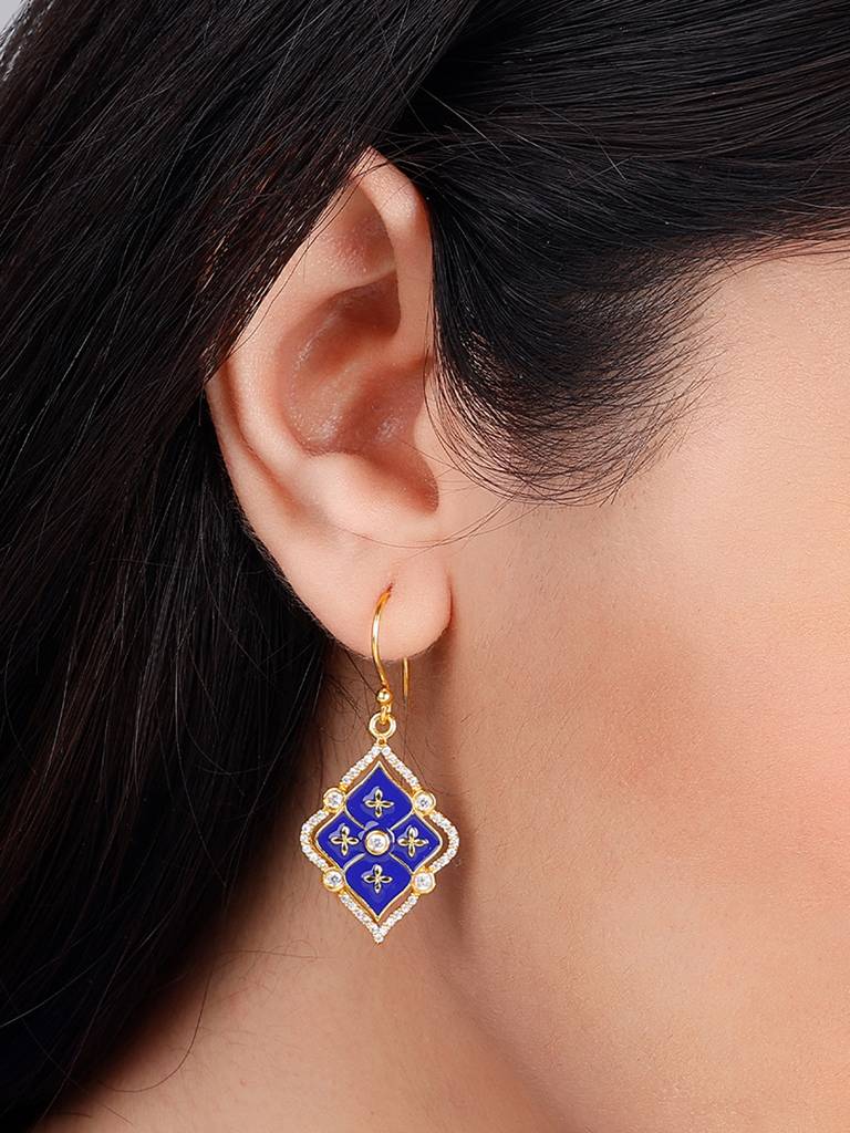 GIVA 925 Sterling Silver Golden Queens Music Room Lantern Zircon Earrings