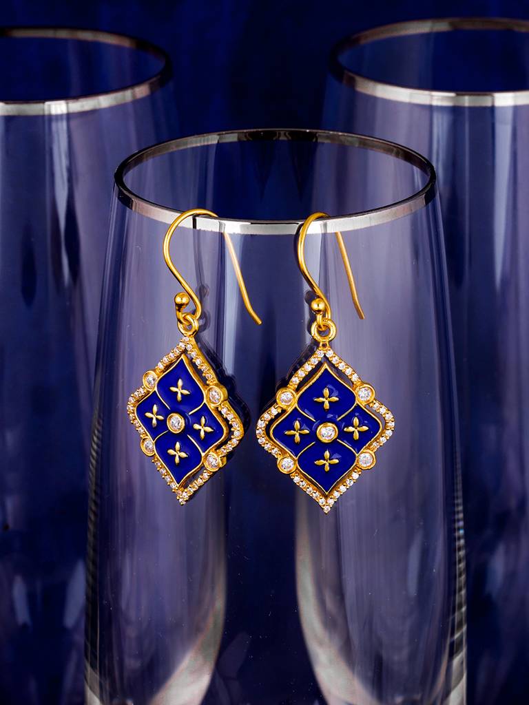 GIVA 925 Sterling Silver Golden Queens Music Room Lantern Zircon Earrings