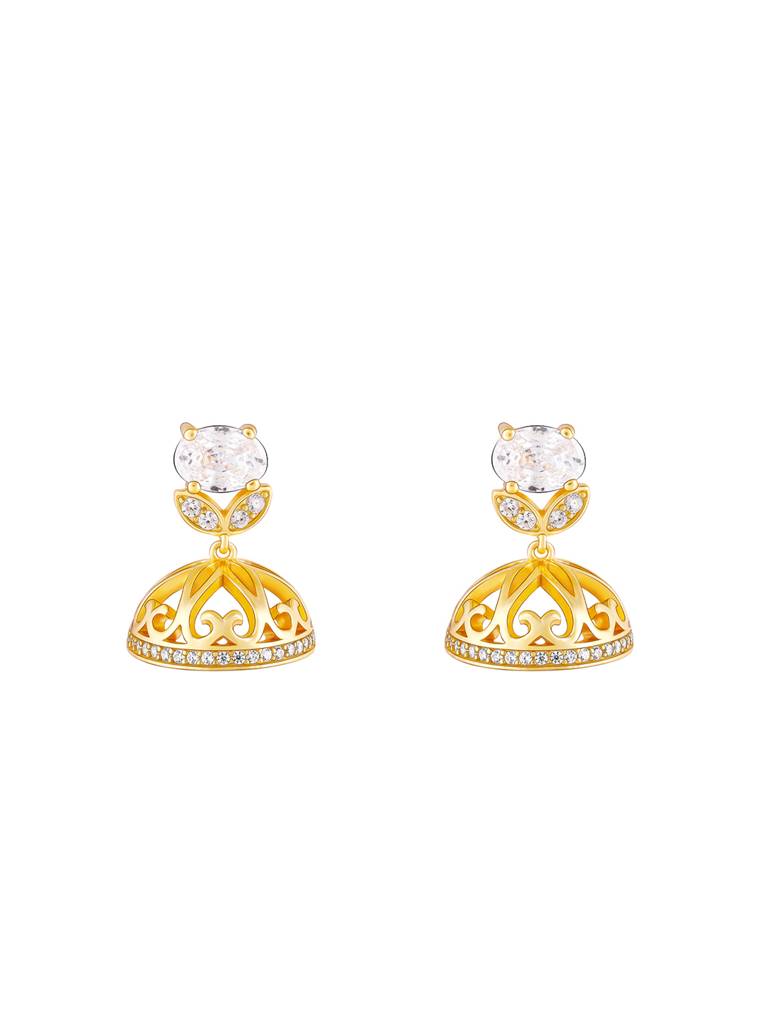 GIVA 925 Sterling Silver Golden Beautiful Bloom Jhumki