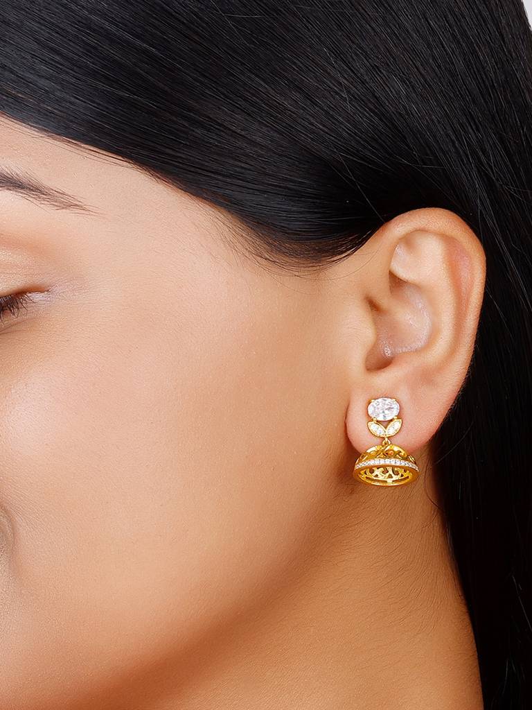 GIVA 925 Sterling Silver Golden Beautiful Bloom Jhumki