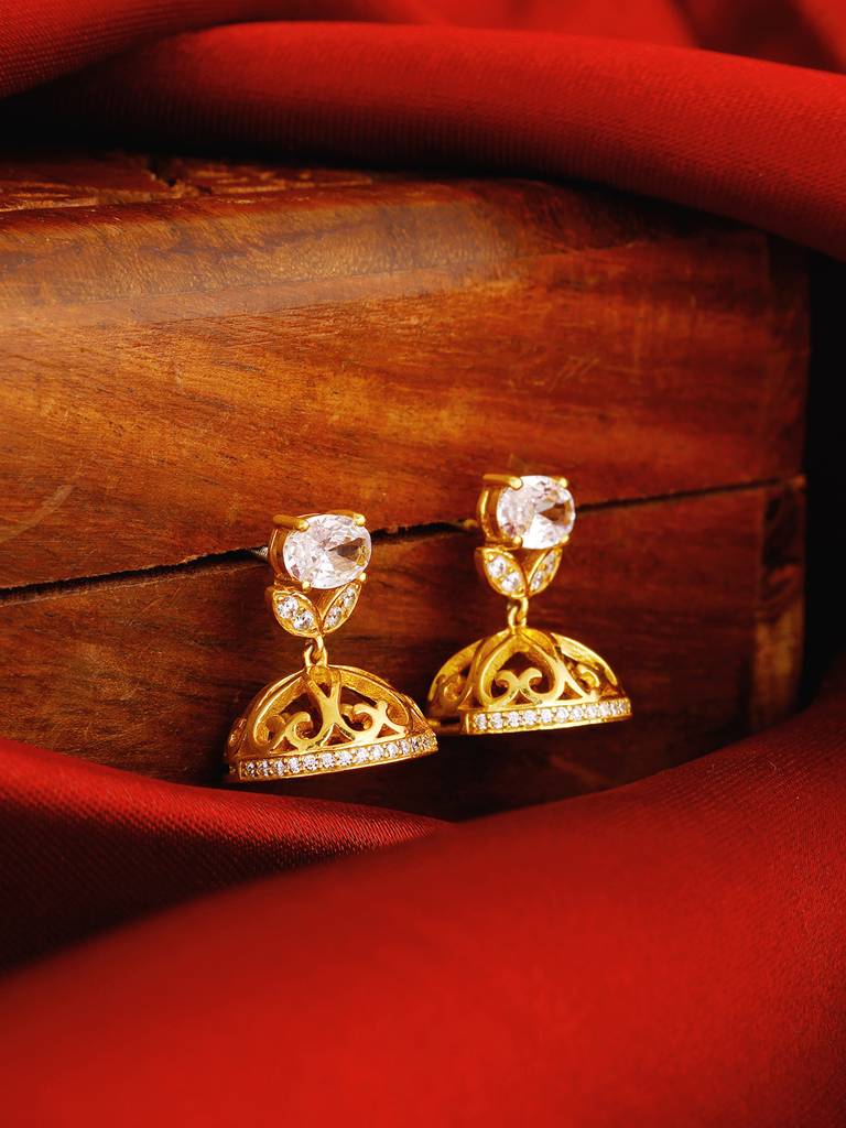 GIVA 925 Sterling Silver Golden Beautiful Bloom Jhumki