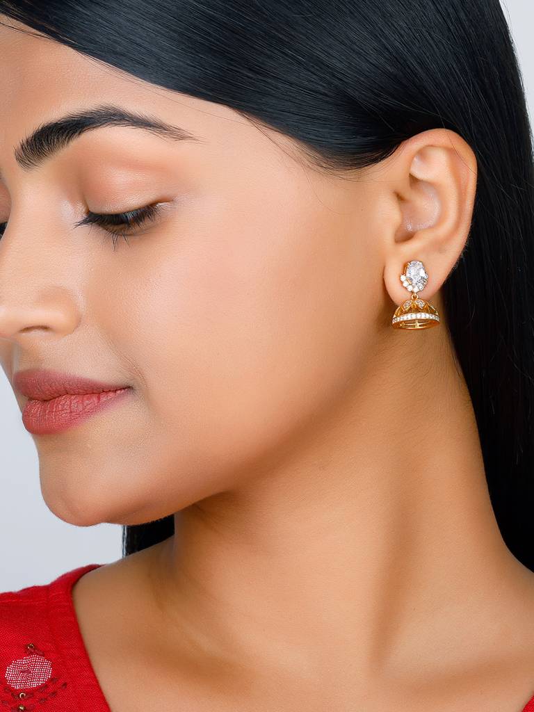 GIVA 925 Sterling Silver Golden Oval Stud Classic Jhumki