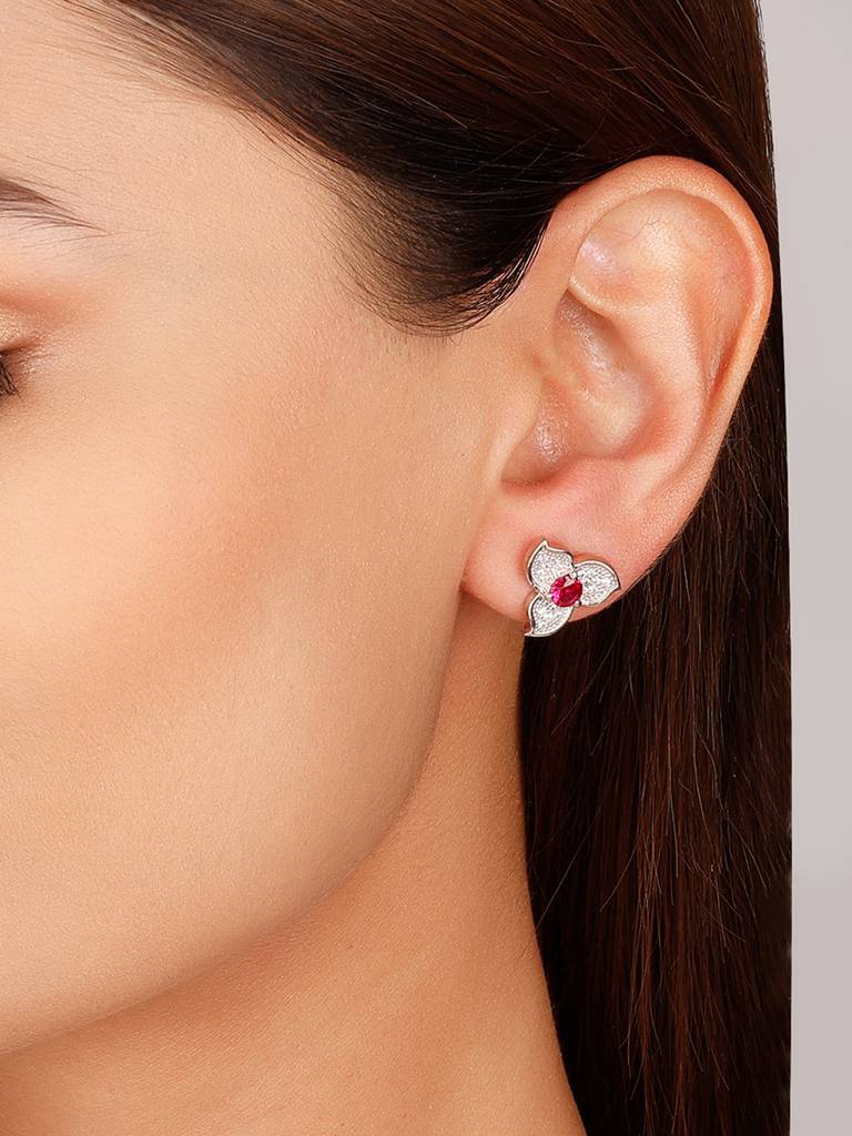 GIVA 925 Sterling Silver Floral Tale Stud Earrings