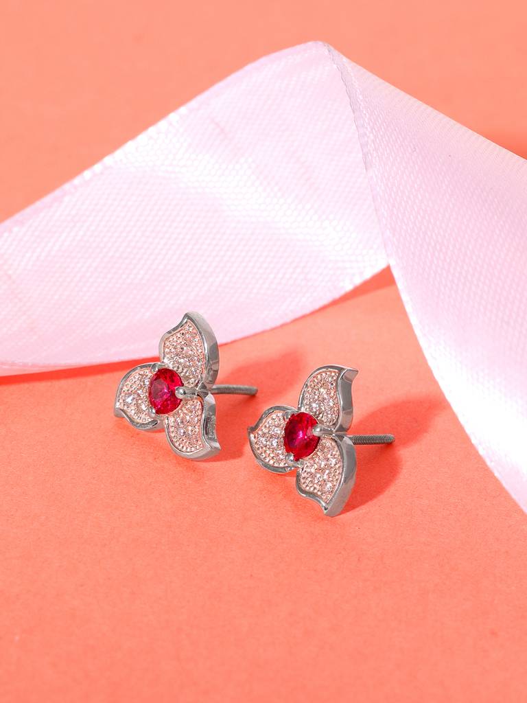 GIVA 925 Sterling Silver Floral Tale Stud Earrings