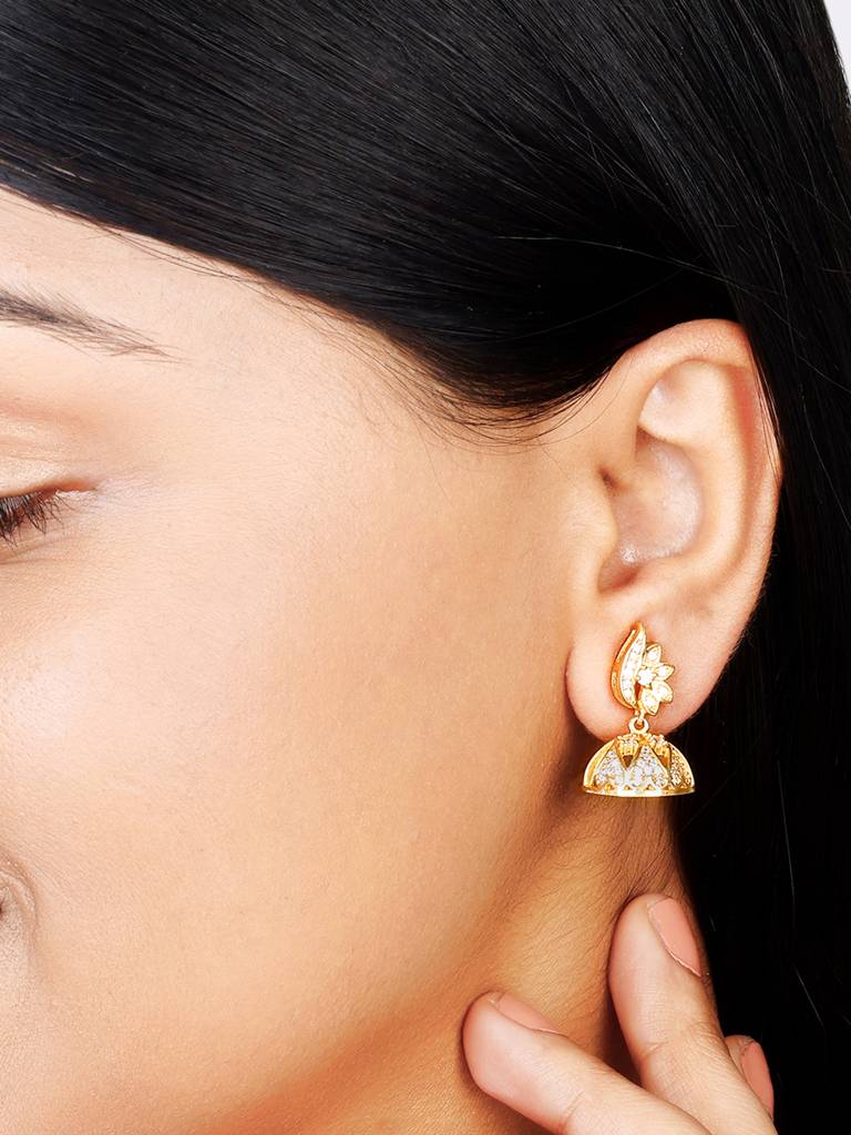 GIVA 925 Sterling Silver Golden Gorgeous Leaf Jhumki