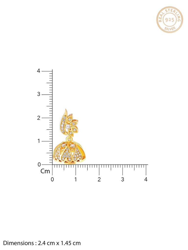 GIVA 925 Sterling Silver Golden Gorgeous Leaf Jhumki