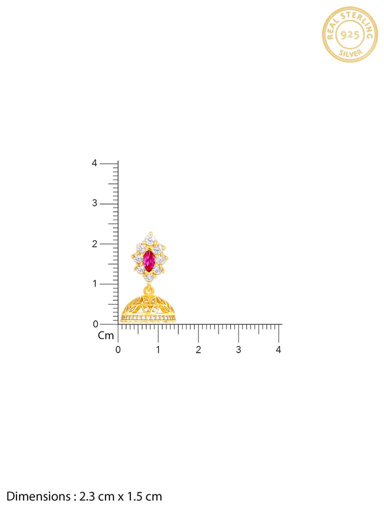 GIVA 925 Sterling Silver Golden Fuchsia Fun Jhumki