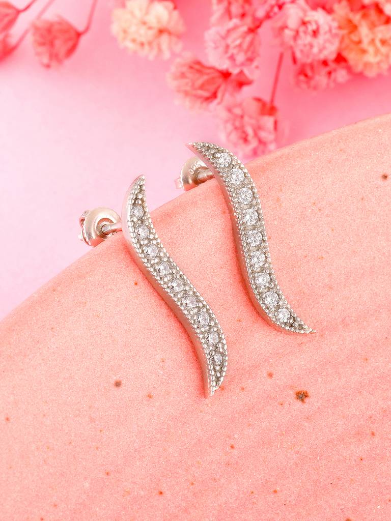 GIVA 925 Sterling Silver Shiny Waves Stud Earrings