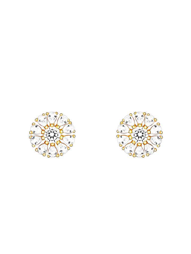 GIVA 925 Sterling Silver Golden Round Zircon Studded Earrings