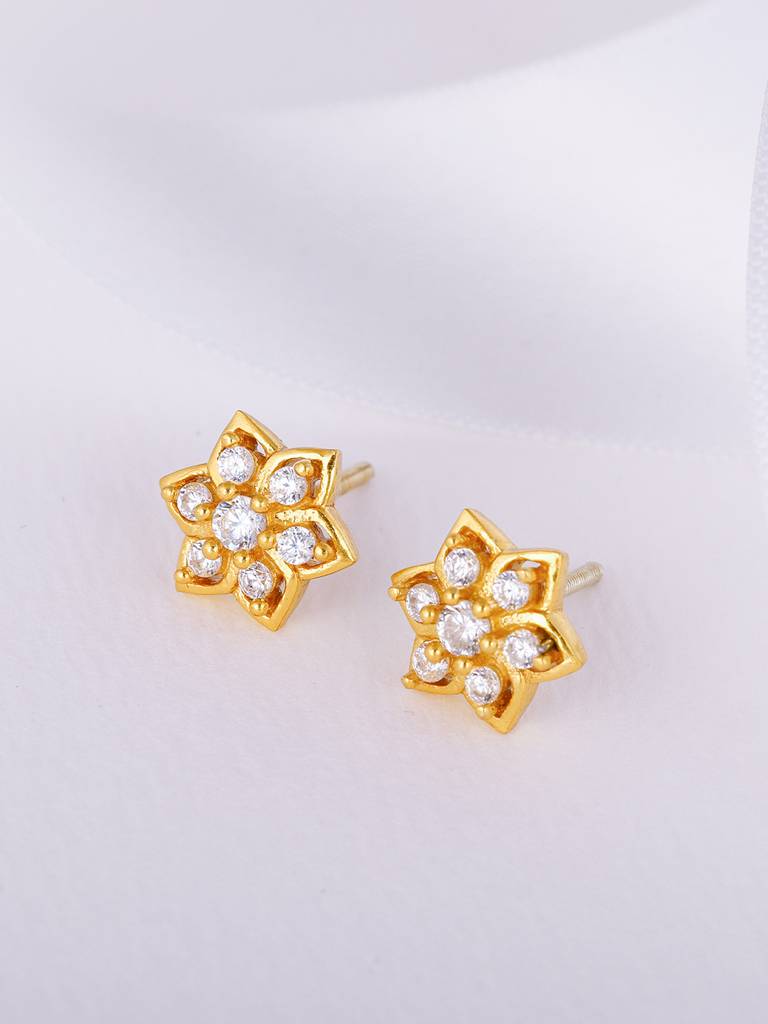 GIVA 925 Sterling Silver Golden Floral Beauty Stud Earrings