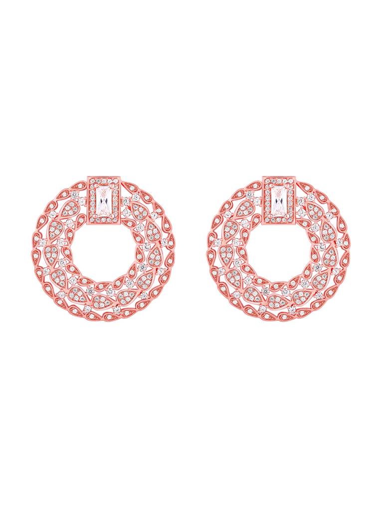 GIVA 925 Sterling Silver Rose Gold Round Embellished Earrings