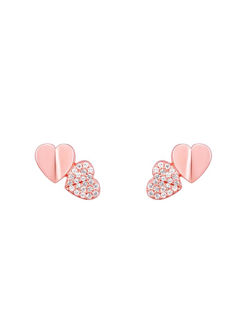 GIVA 925 Sterling Silver Rose Gold Fluttering Hearts Stud Earrings