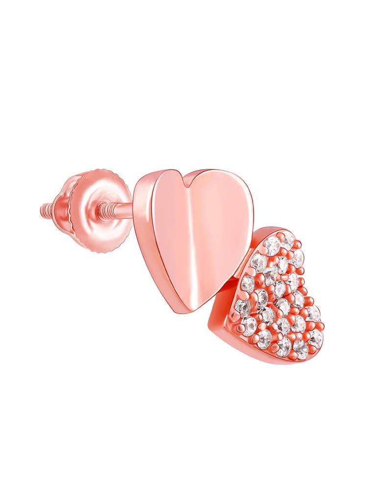 GIVA 925 Sterling Silver Rose Gold Fluttering Hearts Stud Earrings