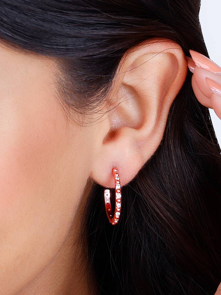 GIVA 925 Sterling Silver Rose Gold Express My Love Hoop Earrings