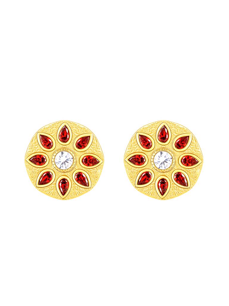 GIVA 925 Sterling Silver Golden Red Drop Flower Earring