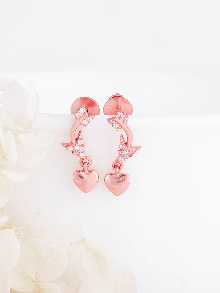 Giva 925 Sterling Silver Rose Gold You Stole My Heart Earrings