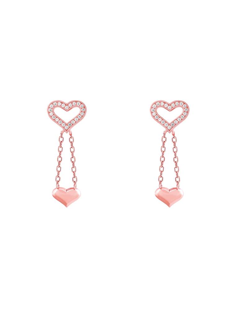 GIVA 925 Sterling Silver Rose Gold Dangling Hearts Earrings