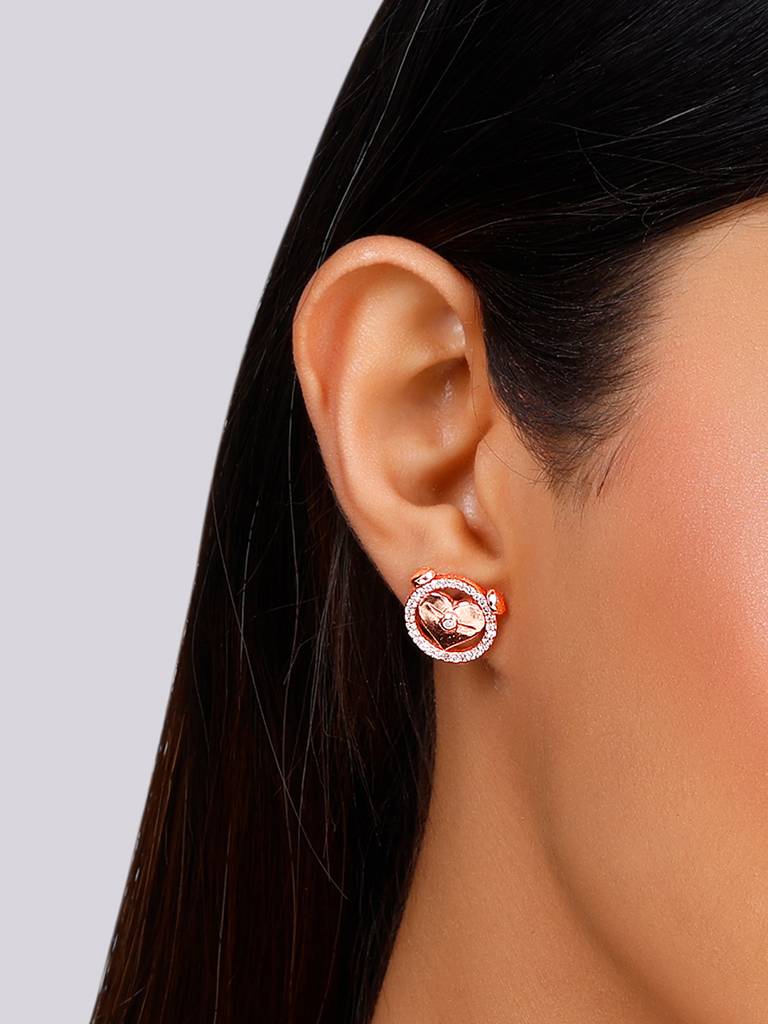 GIVA 925 Sterling Silver Rose Gold I Miss You Stud Earrings