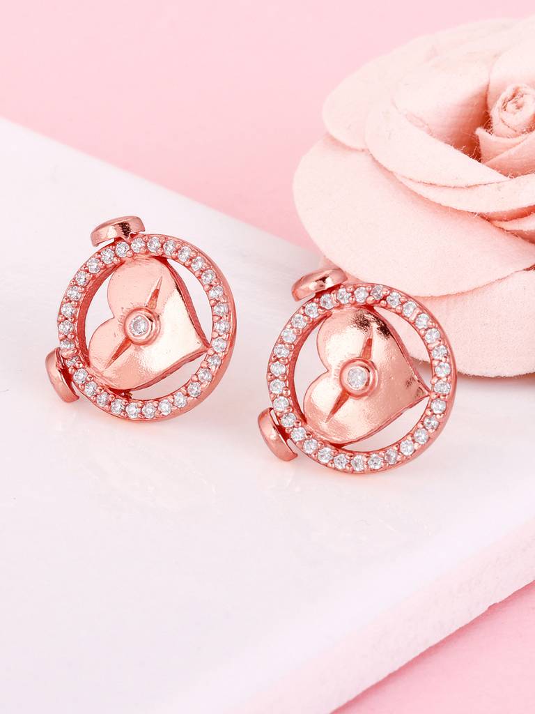 GIVA 925 Sterling Silver Rose Gold I Miss You Stud Earrings