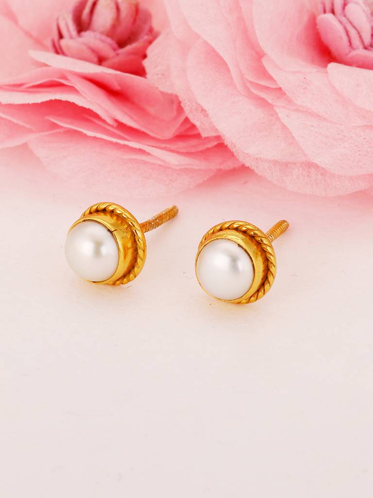 GIVA 925 Sterling Silver Golden Pearl Braided Earrings