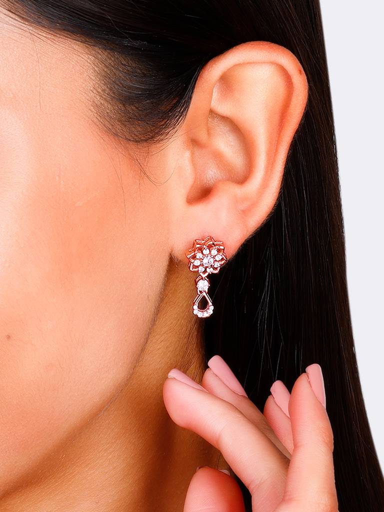 GIVA 925 Sterling Silver Rose Gold Blooming Elegance Earrings
