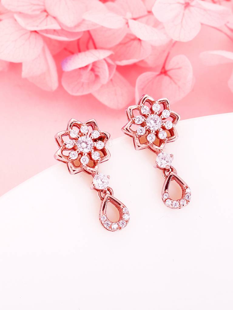 GIVA 925 Sterling Silver Rose Gold Blooming Elegance Earrings