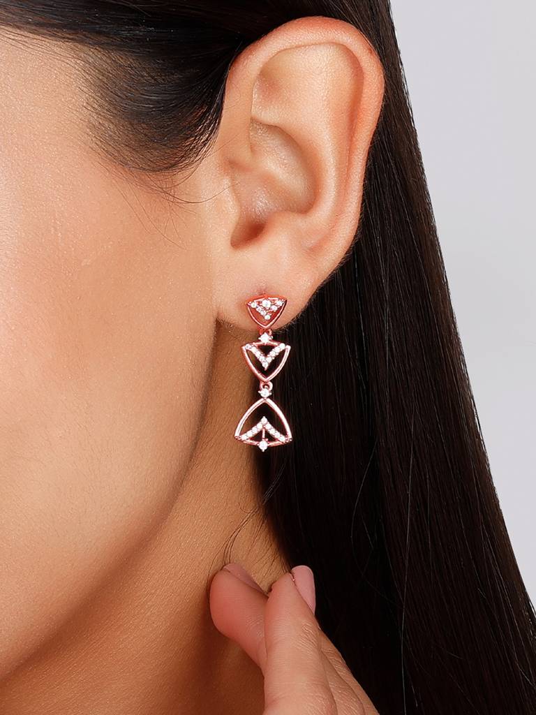 GIVA 925 Sterling Silver Rose Gold Mystical Mirage Earrings