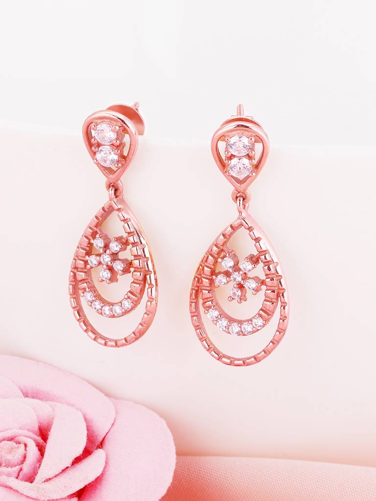 GIVA 925 Sterling Silver Rose Gold Royal Romance Earrings