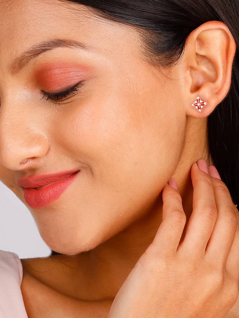 GIVA 925 Sterling Silver Rose Gold Glamour Stud Earrings