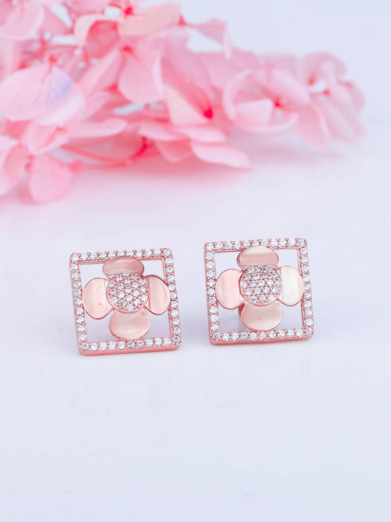 GIVA 925 Sterling Silver Rose Gold Eternal Romance Stud Earrings