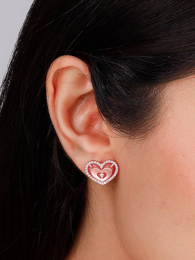 GIVA 925 Sterling Silver Anushka Sharma Rose Gold Dreamy Love Affair Stud Earrings