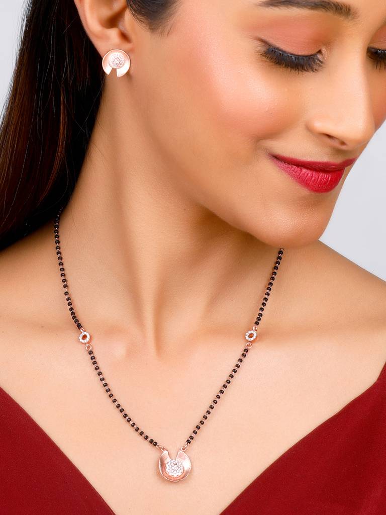GIVA 925 Sterling Silver Rose Gold Shimmering Love Mangalsutra Set
