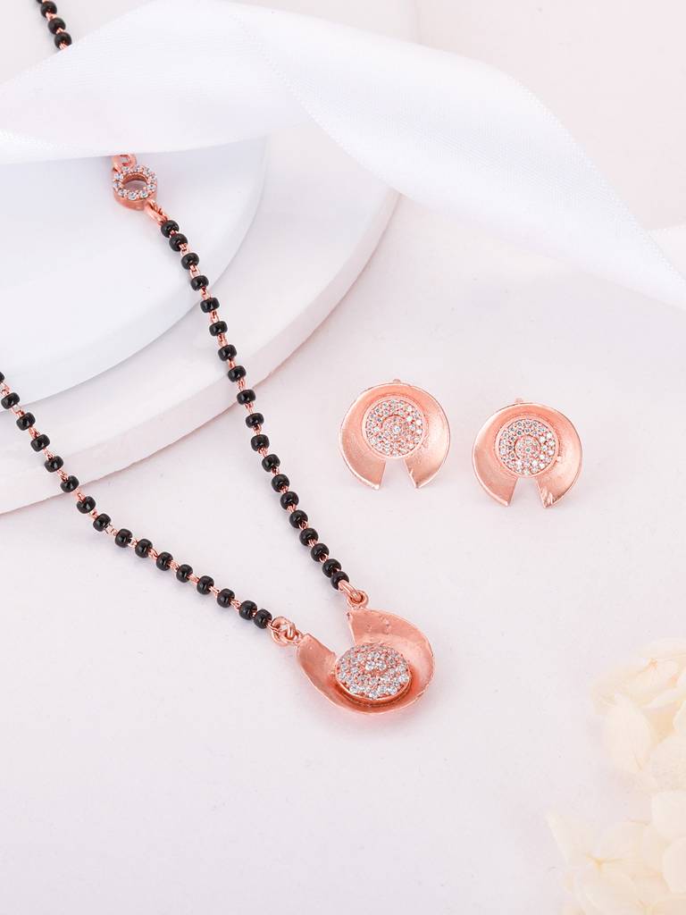 GIVA 925 Sterling Silver Rose Gold Shimmering Love Mangalsutra Set