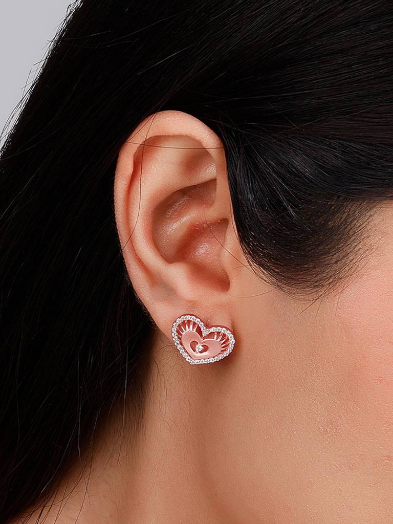 GIVA 925 Sterling Silver Anushka Sharma Rose Gold Love Affair Stud Earrings