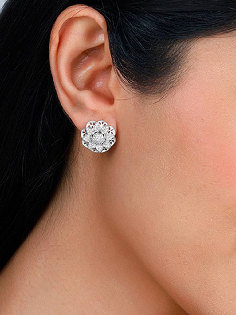 GIVA 925 Sterling Silver Anushka Sharma Silver Sparkles Stud Earrings