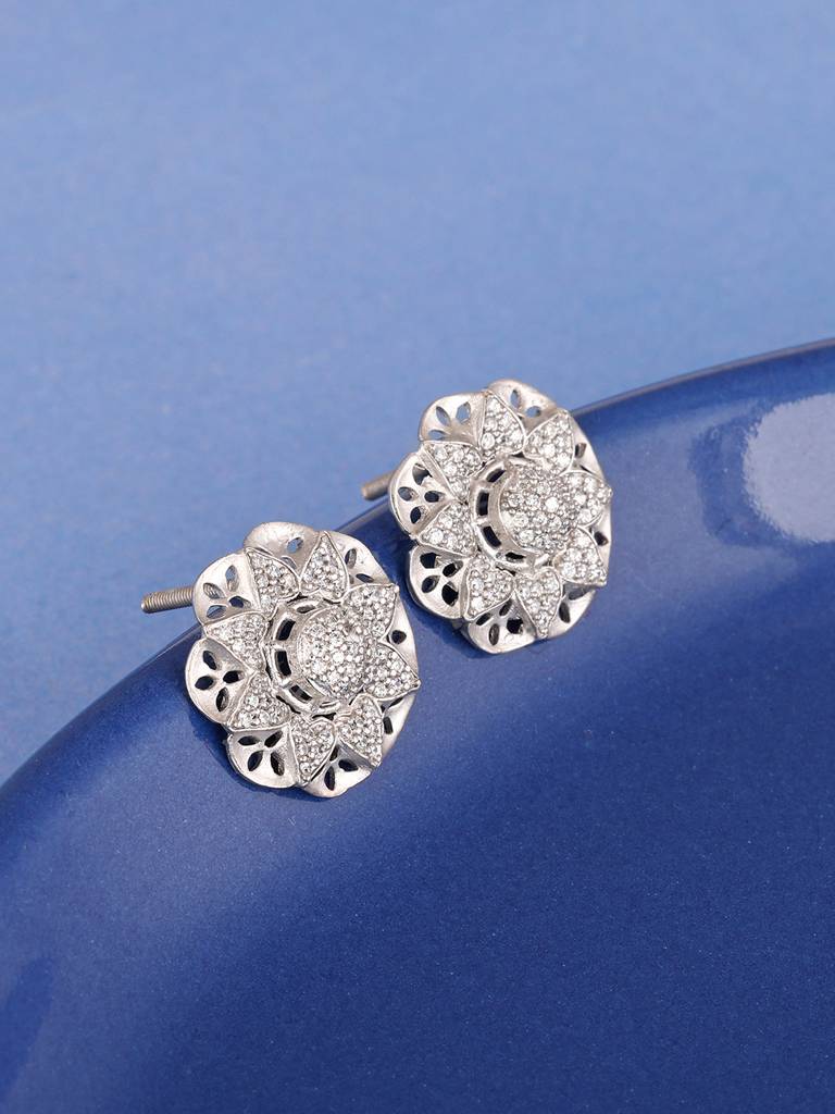 GIVA 925 Sterling Silver Anushka Sharma Silver Sparkles Stud Earrings