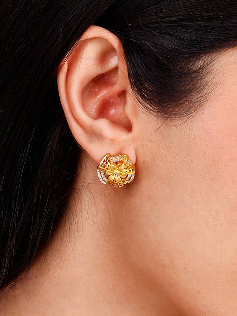 GIVA 925 Sterling Silver Anushka Sharma Golden Bewitching Beauty Stud Earrings