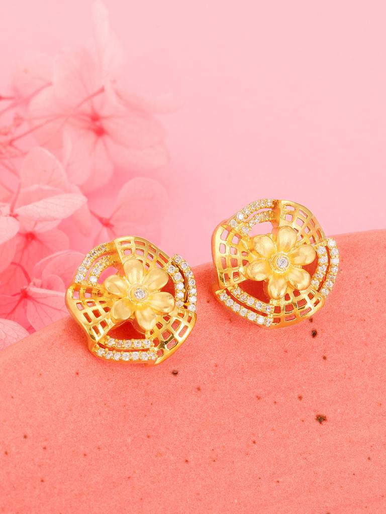 GIVA 925 Sterling Silver Anushka Sharma Golden Bewitching Beauty Stud Earrings