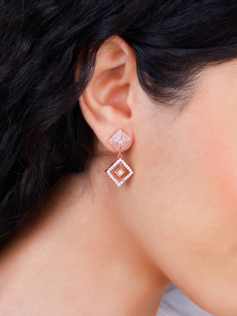 Giva 925 Sterling Silver Rose Gold Gleaming Treasures Signature Earrings