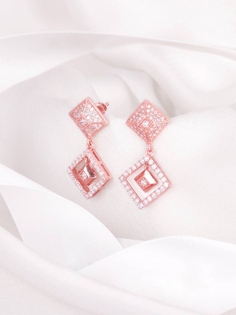 Giva 925 Sterling Silver Rose Gold Gleaming Treasures Signature Earrings