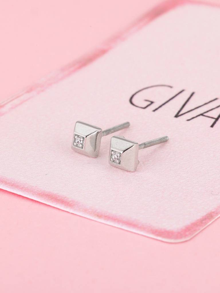 Giva 925 Sterling Silver Angles Of The Cube Signature Earrings
