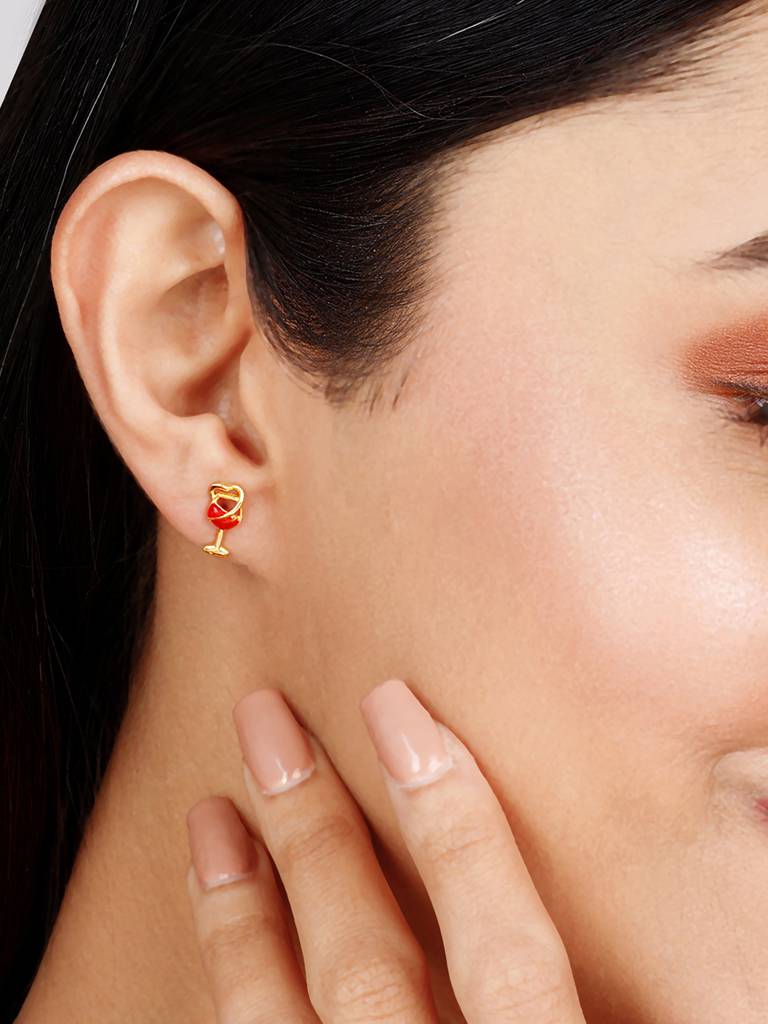 GIVA 925 Sterling Silver The Golden Wine Love Stud Earrings