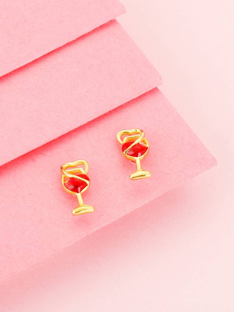 GIVA 925 Sterling Silver The Golden Wine Love Stud Earrings